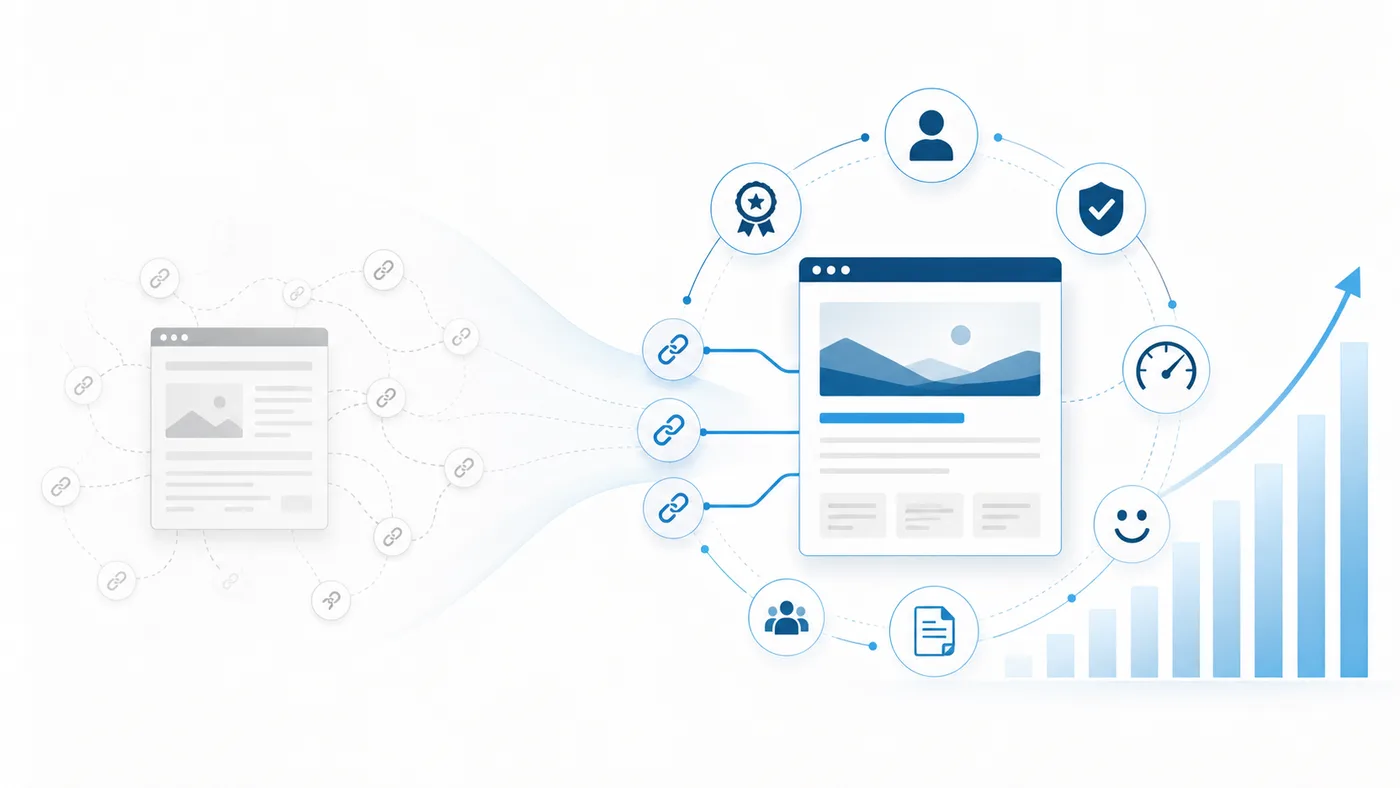 Illustration of backlinks evolving from a ranking shortcut into a broader authority and trust signal.