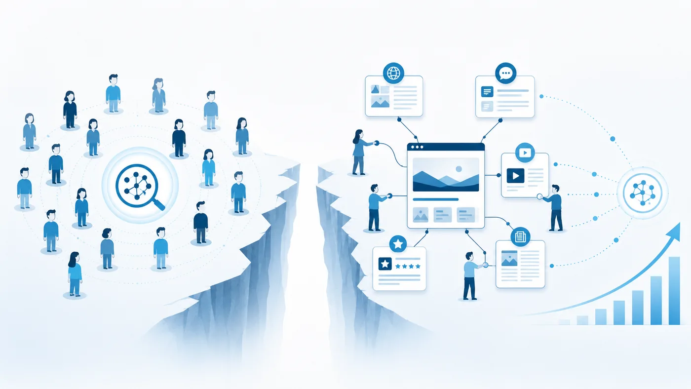 Illustration of the awareness-action gap: most SEOs know backlinks affect AI search visibility but few track it or adapt.