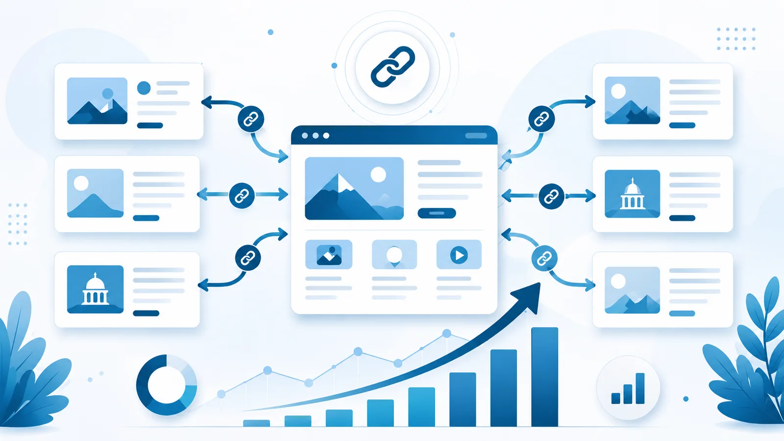Illustration of a strategic backlink profile driving organic traffic growth in an SEO case study
